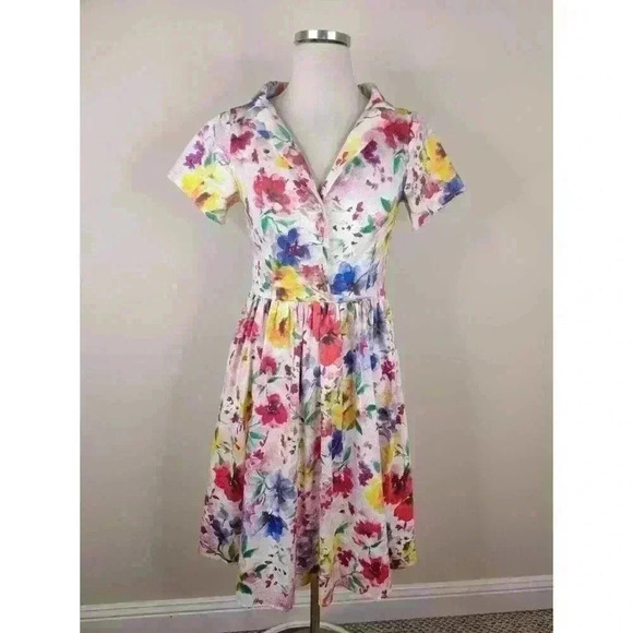 Myrtlewood of California Floral Fit Flare Dress Retro Colorful Cottagecore - Picture 2 of 10
